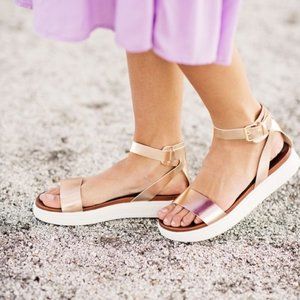 MIA Rose Gold‎ Metallic Platform Sandals 6.5 Open Toe Strappy Ankle Strap Summer